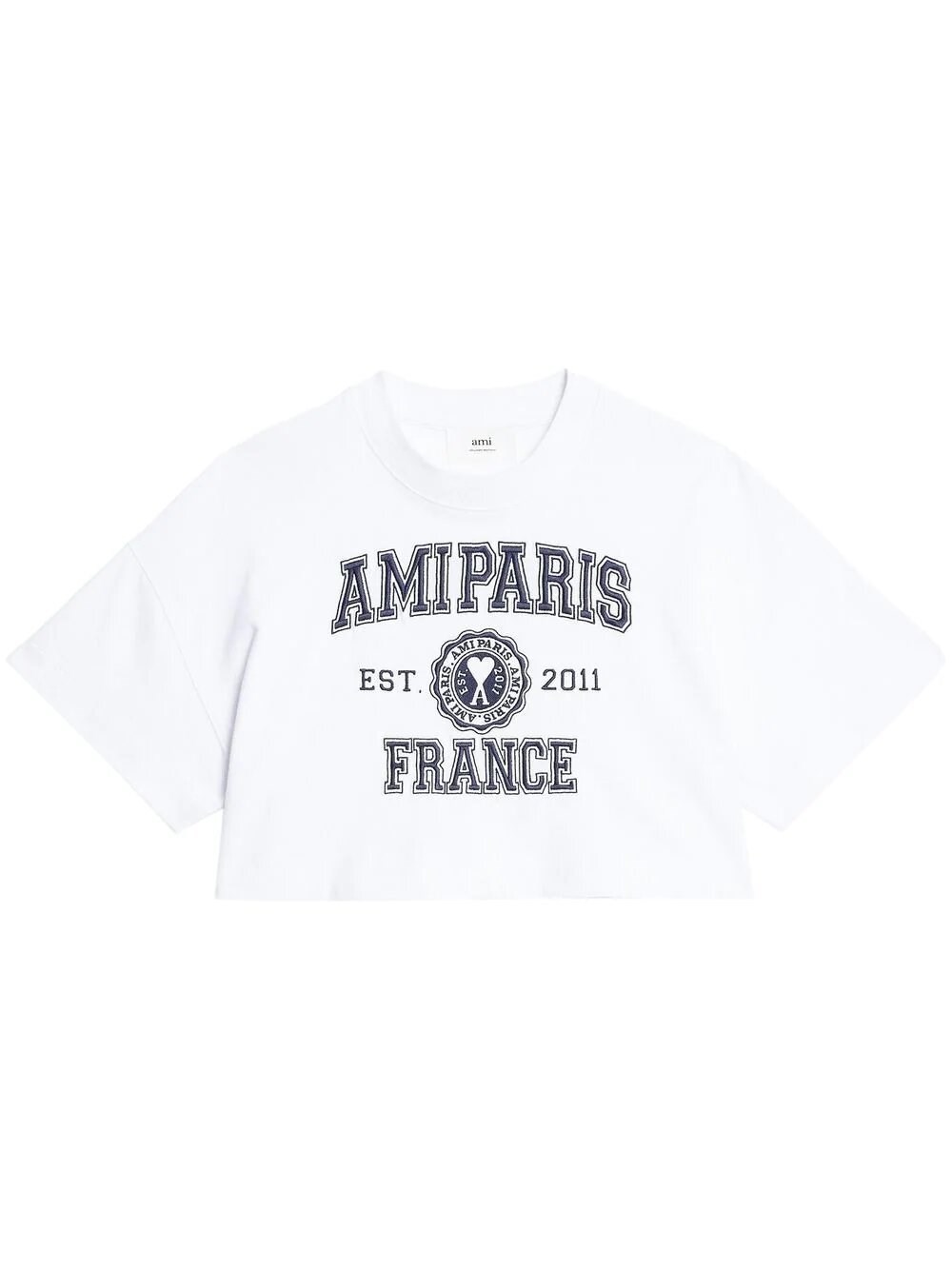 Ami Alexandre Mattiussi Logo-print Cropped T-shirt In White