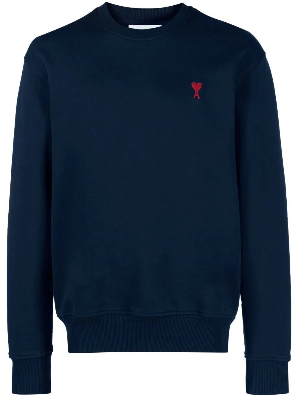 Ami Alexandre Mattiussi Relaxed-fit Cotton Sweatshirt With Embroidered Heart In Blu