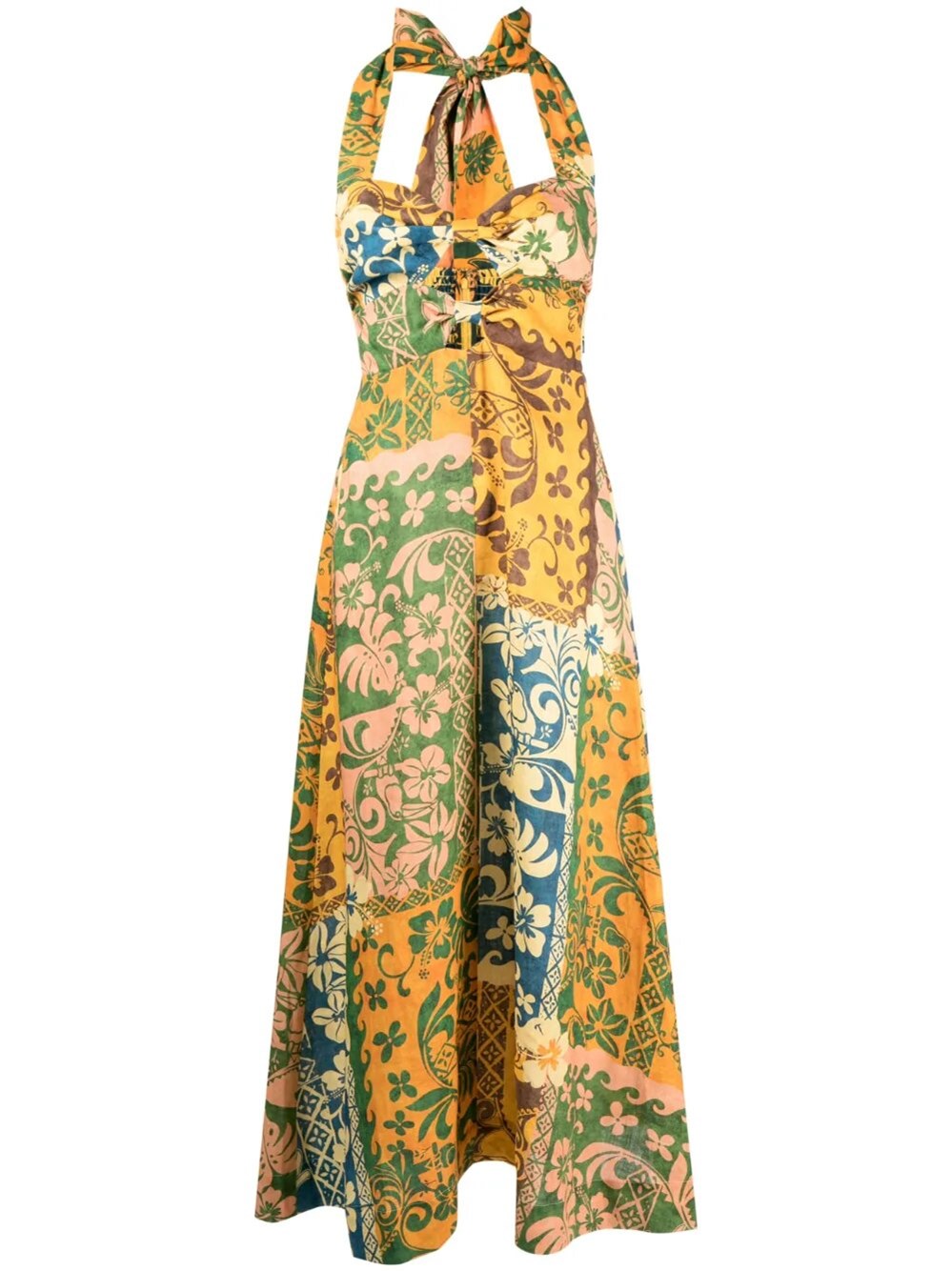 Alemais Archie Printed Linen Midi Dress In Multi