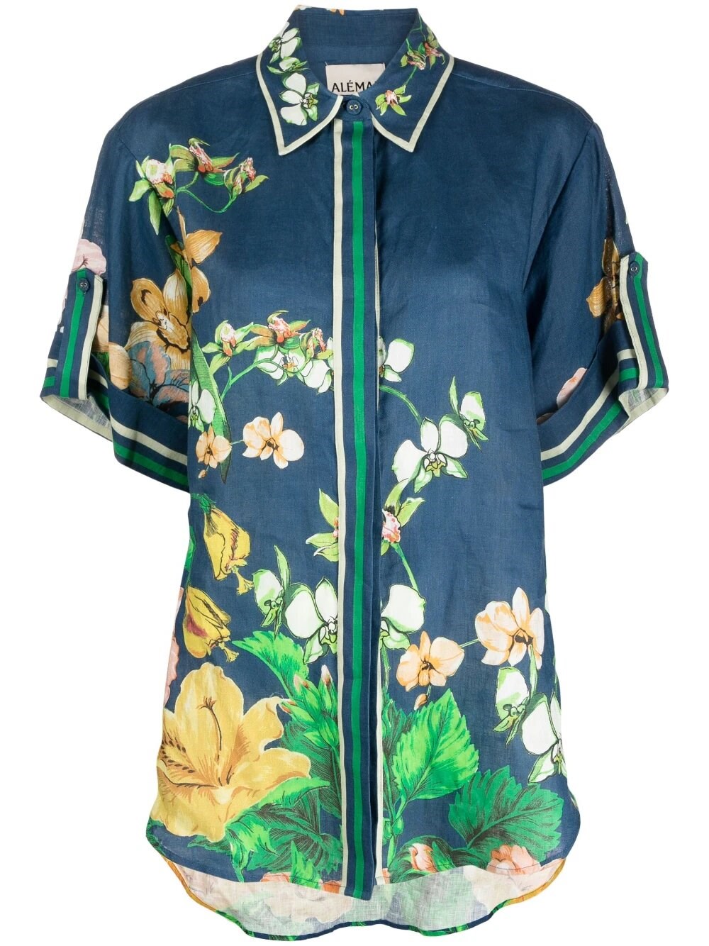 Alemais Lyla Floral Linen Shirt In Blue