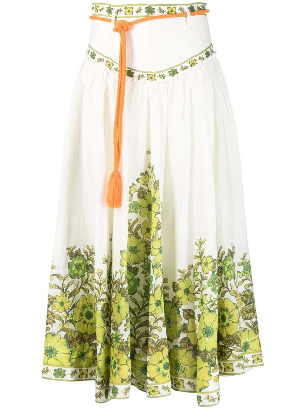 Alemais Wallis Floral-print Twill Maxi Skirt In White