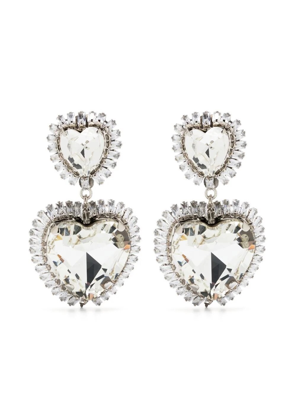Shop Alessandra Rich Pearl Earrings With Pendent In Silver