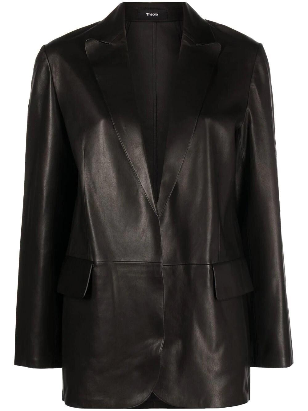 Theory Relaxed Nappa Leather Blazer In Black