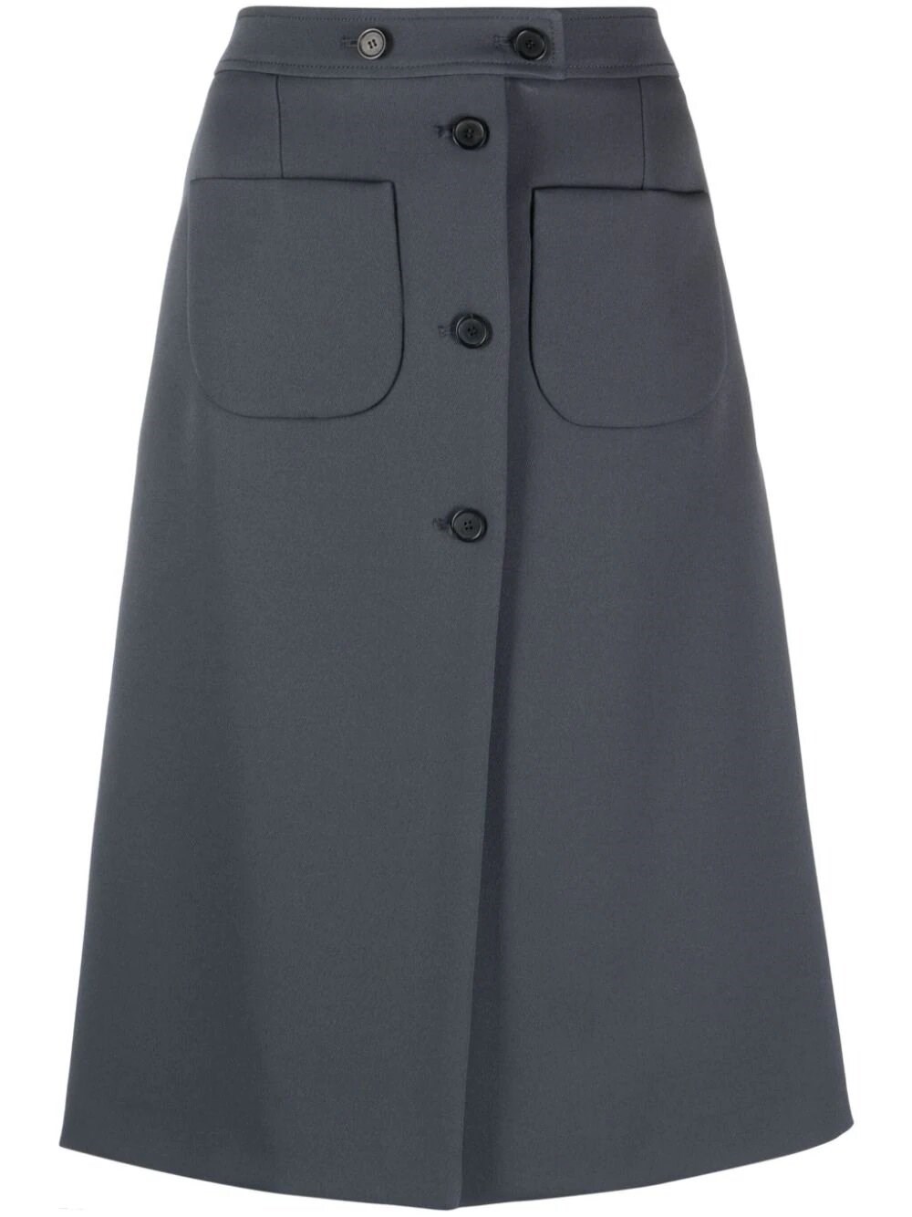 Courrèges A-line Cotton Midi Skirt In Gray