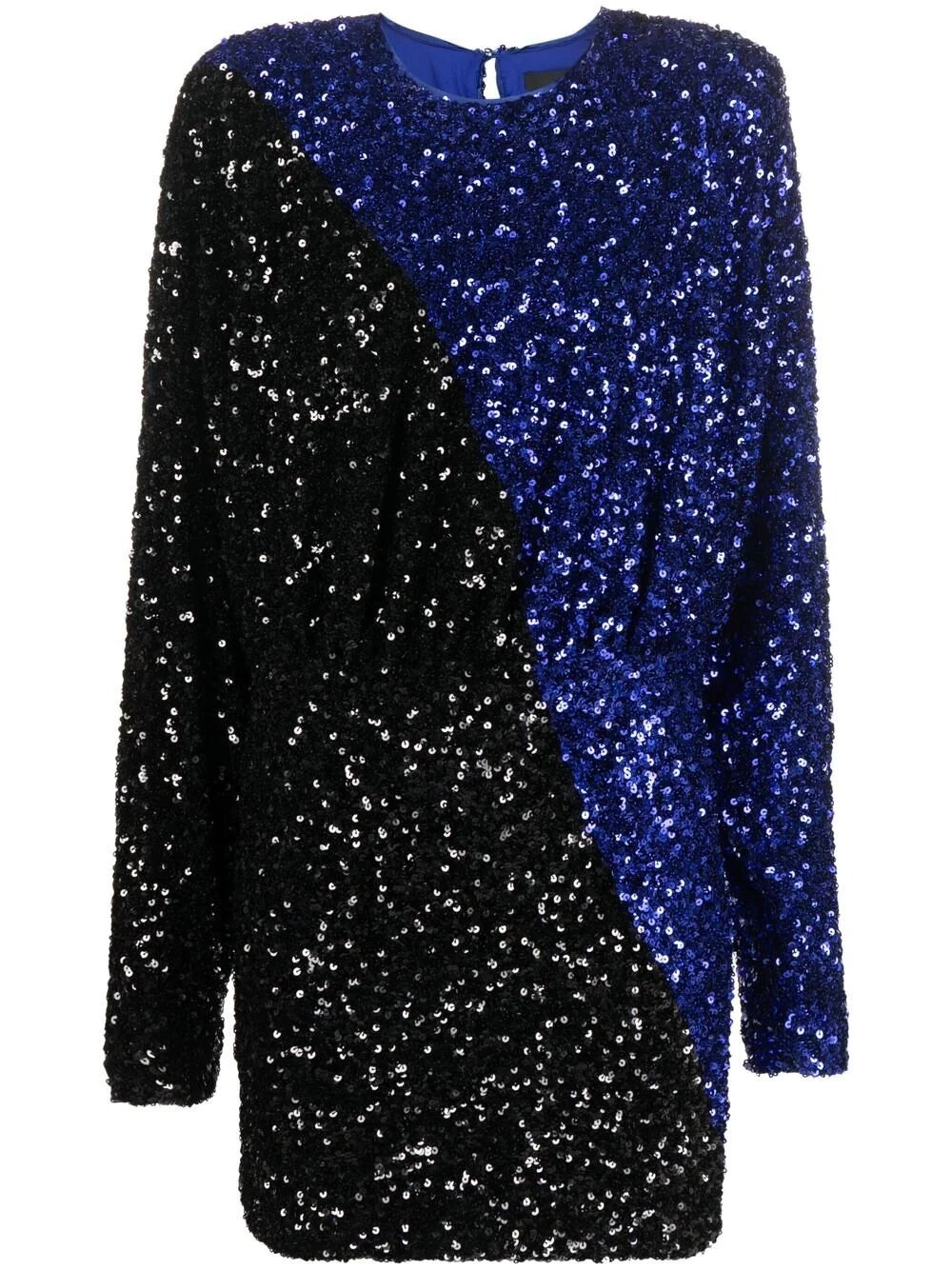 Rotate Birger Christensen Rotate Color Block Sequined Mini Dress With Long Sleeves In Black