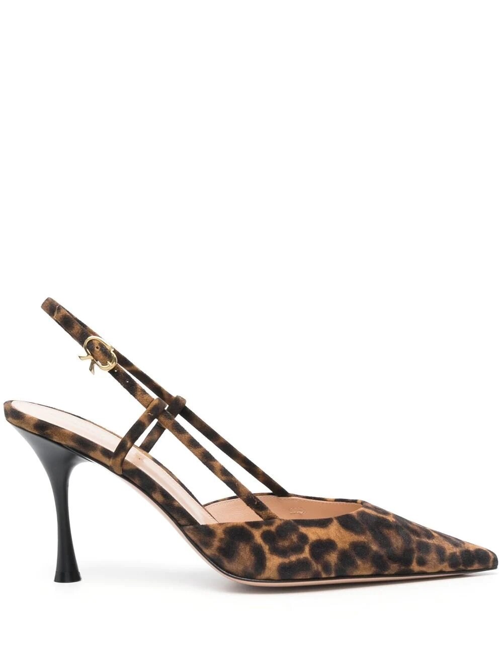 Gianvito Rossi Ascent Leopard-print Suede Slingback Pumps In Brown