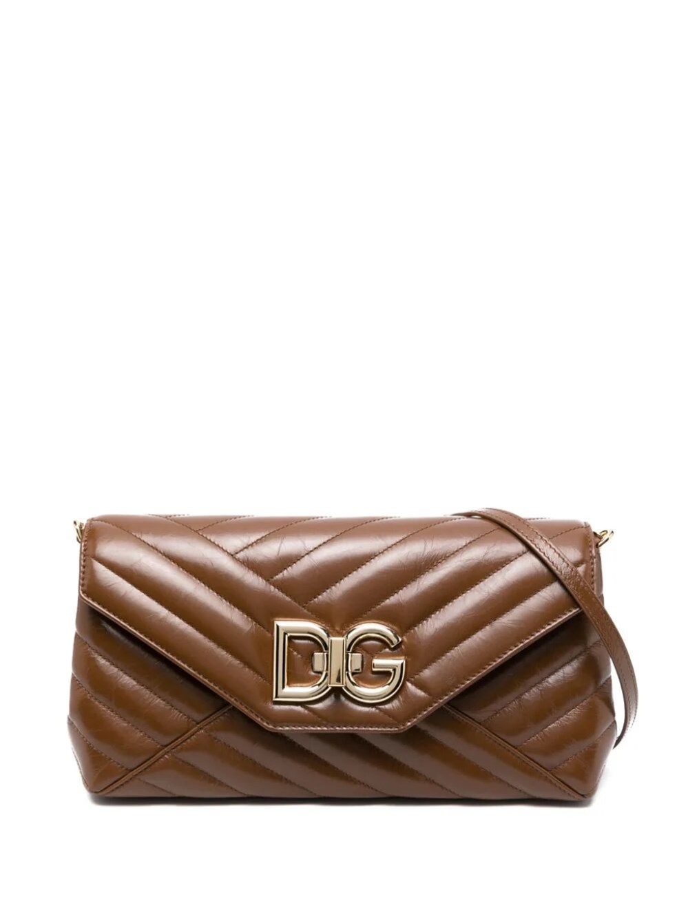 Dolce & Gabbana Logo-plaque Quilted Leather Crossbody Bag In Brown