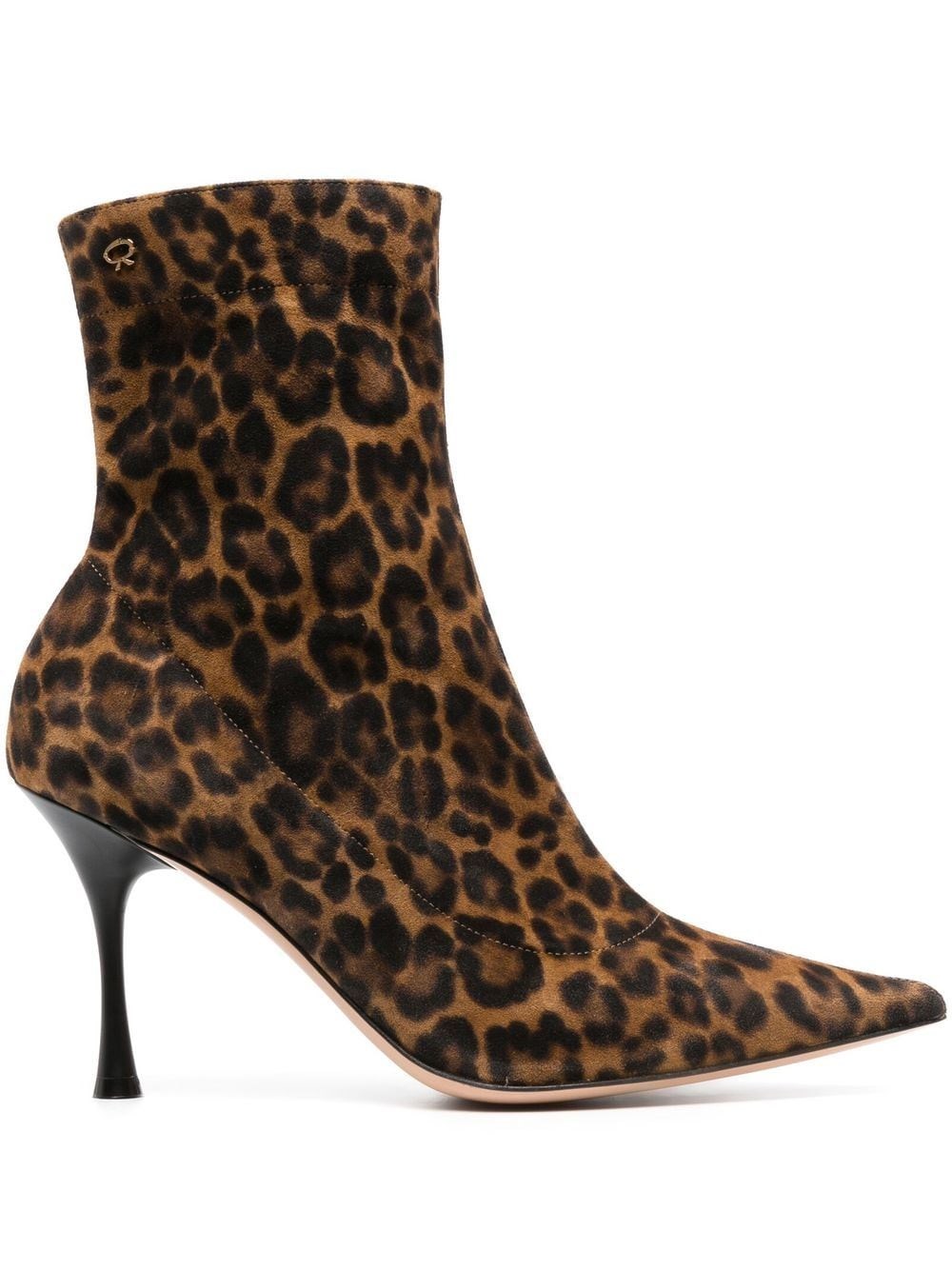 Gianvito Rossi 85 Leopard-print Suede Ankle Boots In Brown