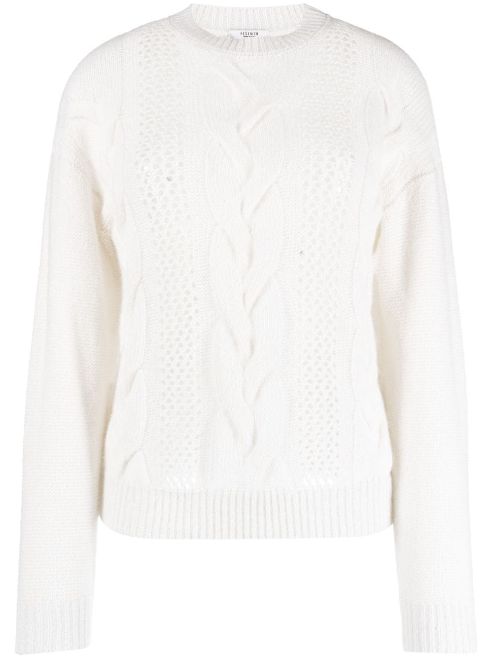 Peserico Crew-neck Cable-knit Jumper In White