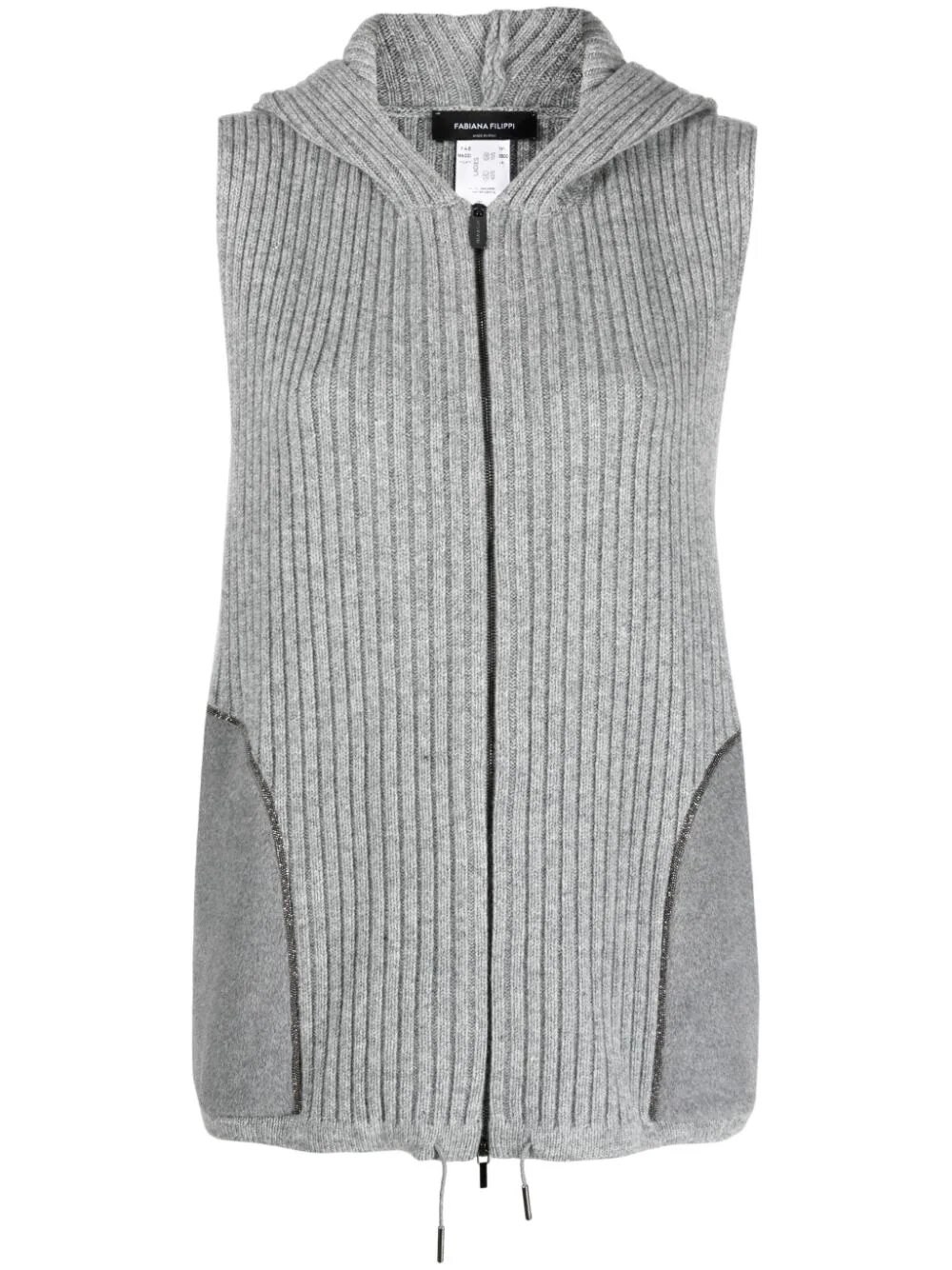 Fabiana Filippi Hooded Waist Coat In Gray