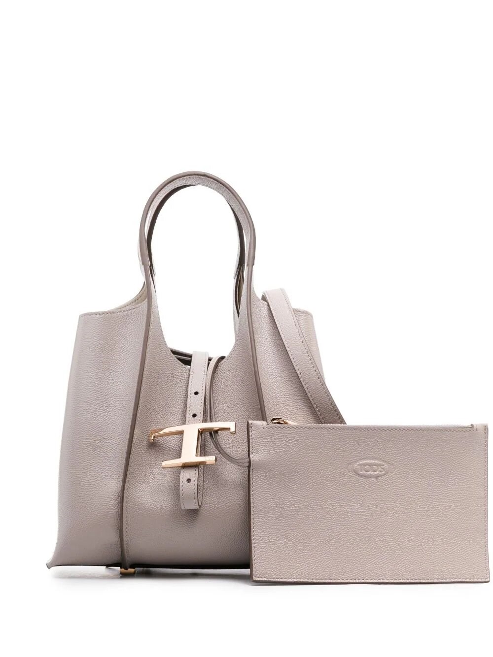 Woman GREY T Timeless Shopping Bag in Leather Mini