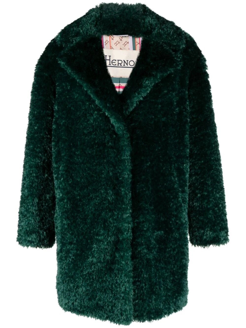 Herno Curly Fake Fur Coat In Green