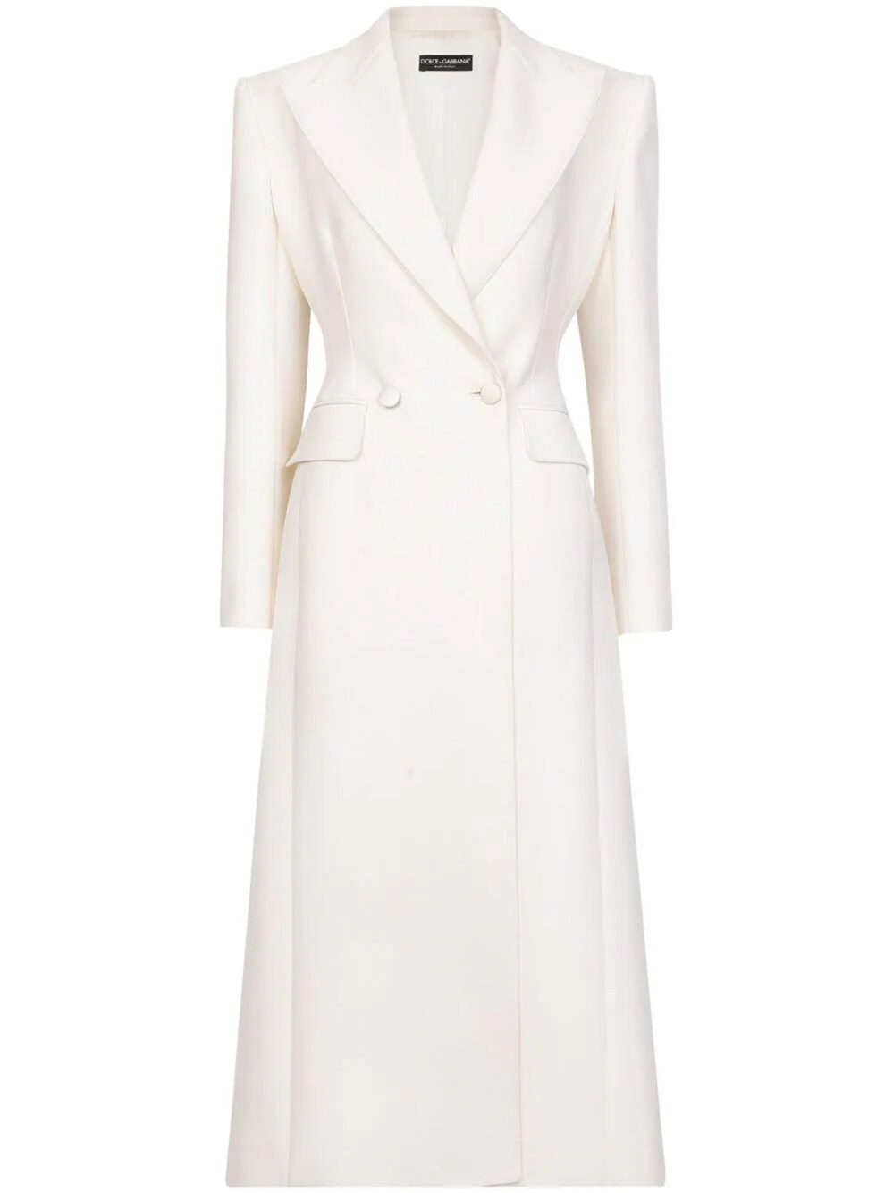 Dolce & Gabbana Long Double-breasted Wool Cady Coat In White