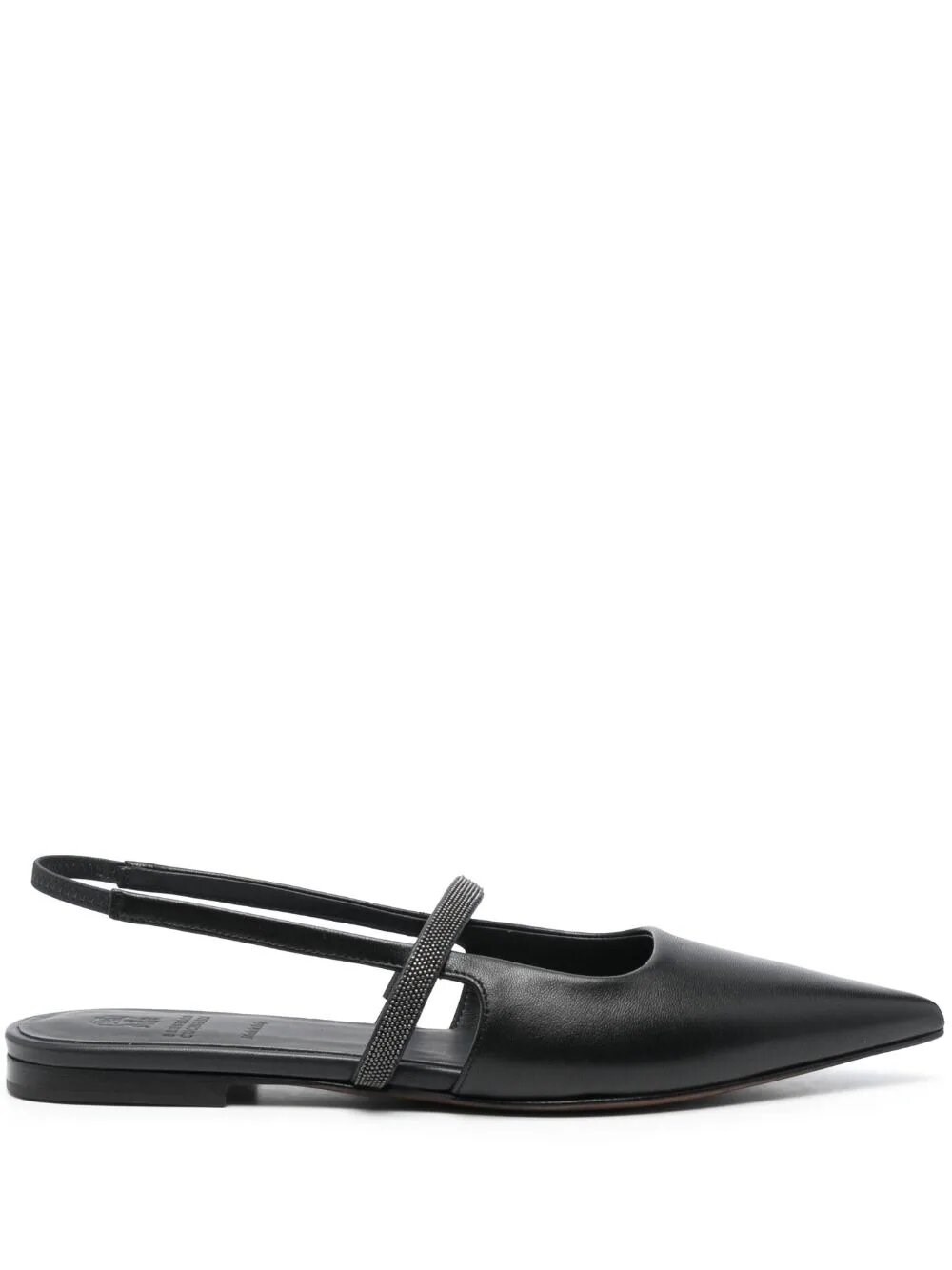 Brunello Cucinelli Slingback Ballet Flats With Precious Strap In Black