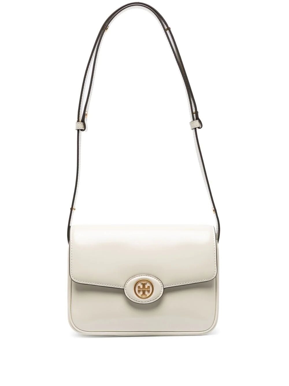 Tory Burch Robinson Spazzolato Shoulder Bag In White