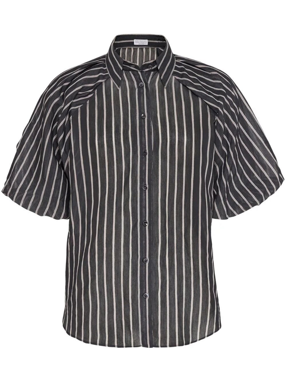 Brunello Cucinelli Women's Cotton And Silk Sparkling Stripe Shirt In Black  