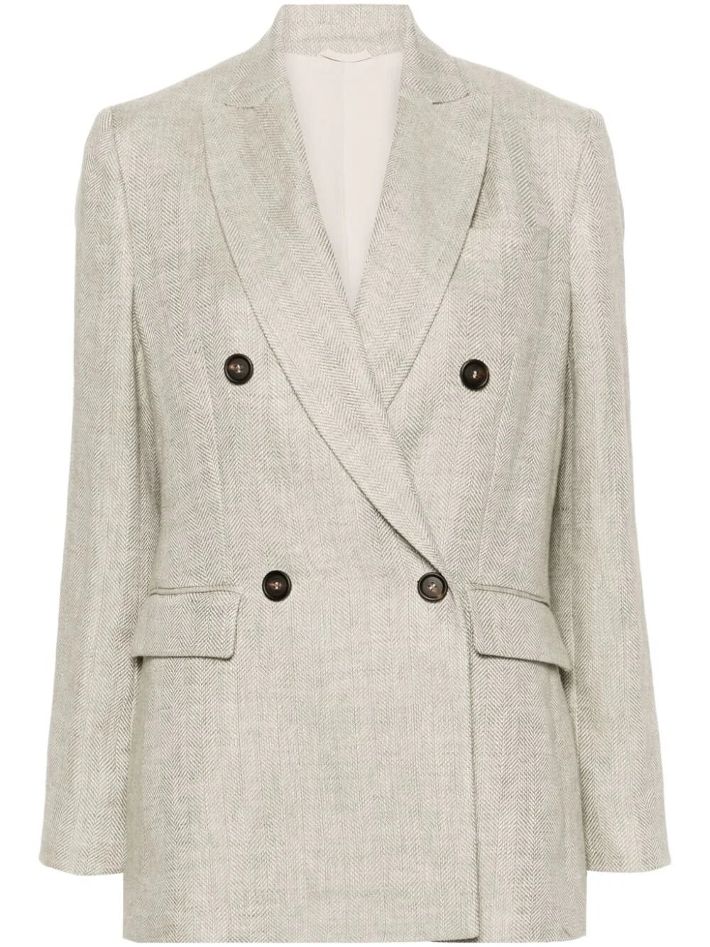 Brunello Cucinelli Linen Jacket In Gray
