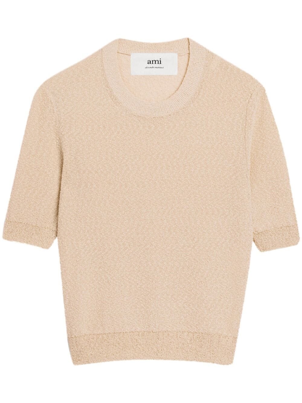 Shop Ami Alexandre Mattiussi Short Sleeve Sweater In Beige