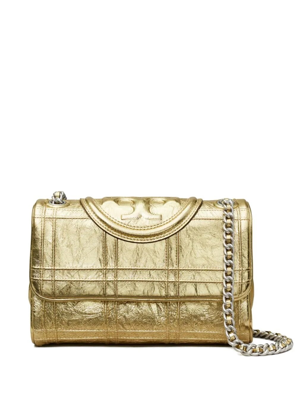 Tory Burch Fleming Soft Metallic Convertible Shoulder Bag In Gold ...