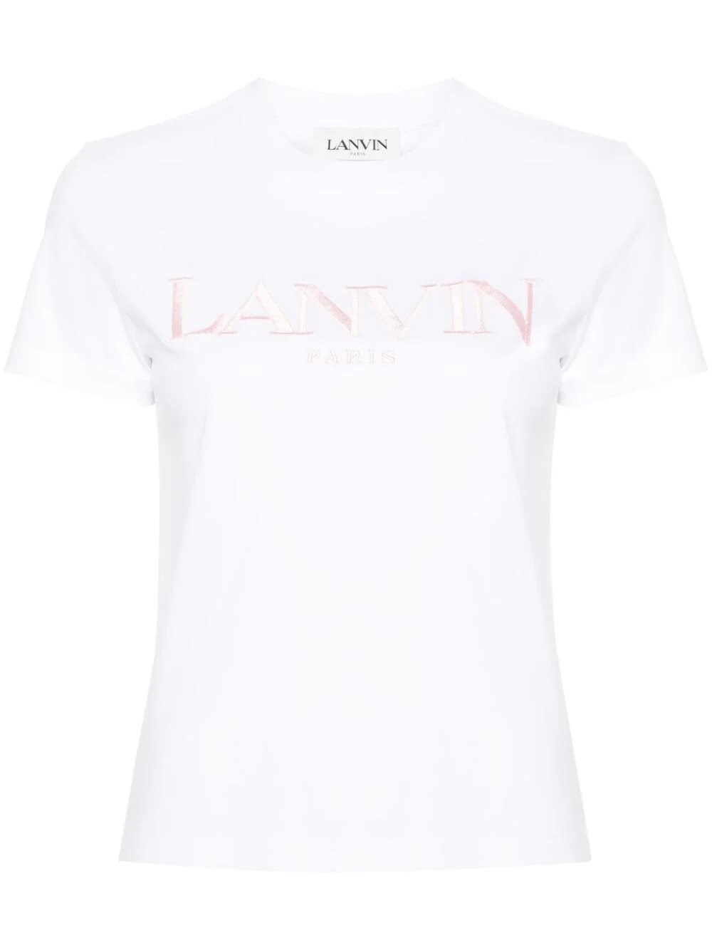 Shop Lanvin Embroidered Logo Tee In White