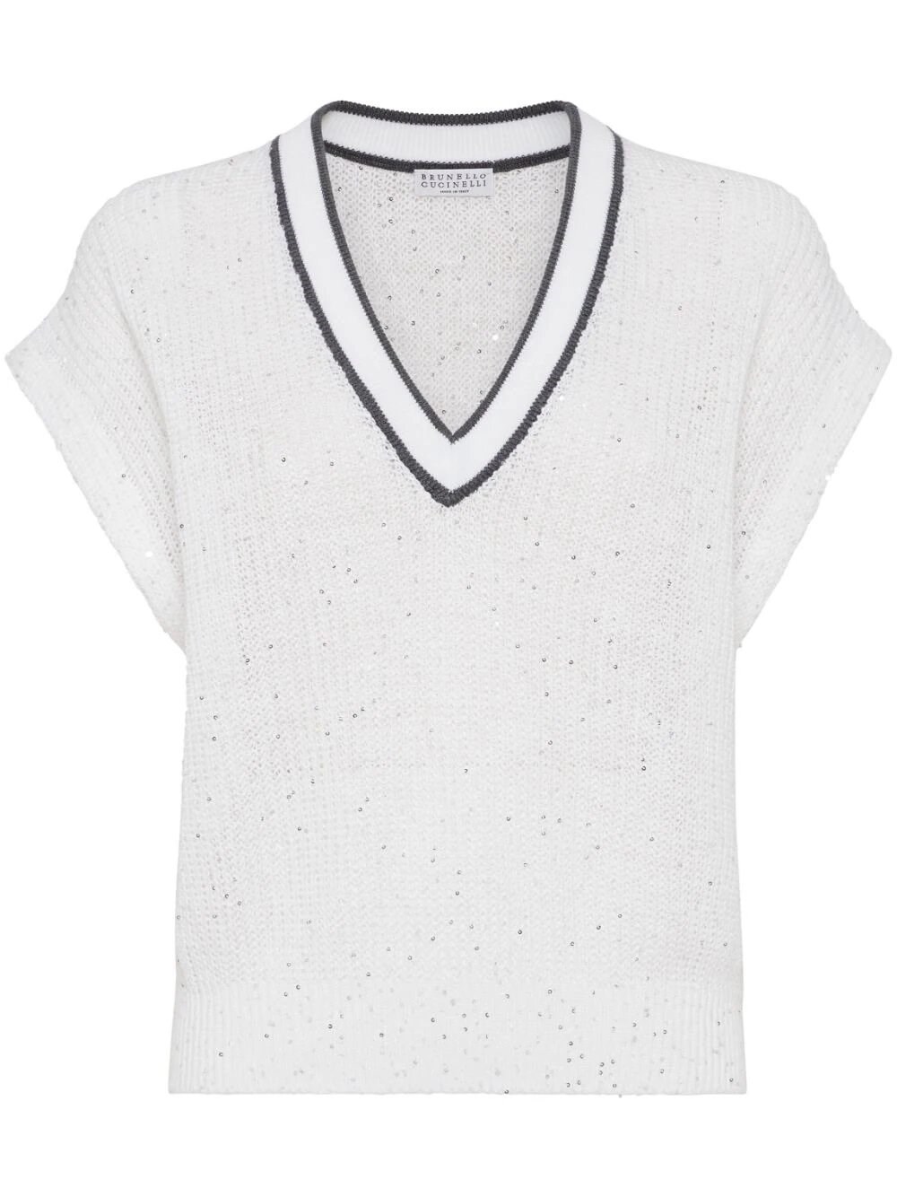 Shop Brunello Cucinelli V Neck Sweater In White