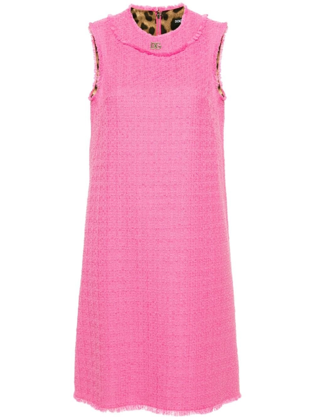 Shop Dolce & Gabbana Tweed Midi Dress In Pink