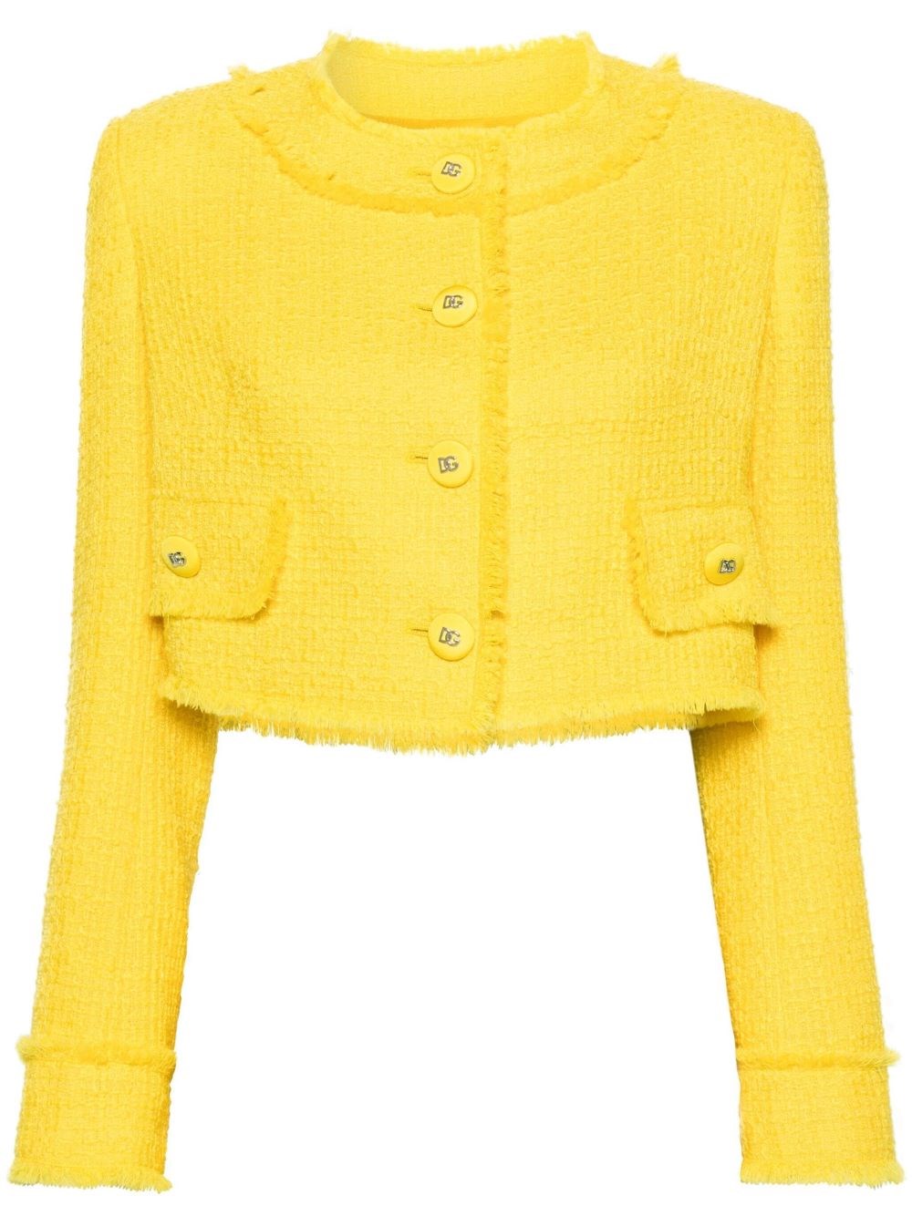 Shop Dolce & Gabbana Round Collar Jacket In Yellow