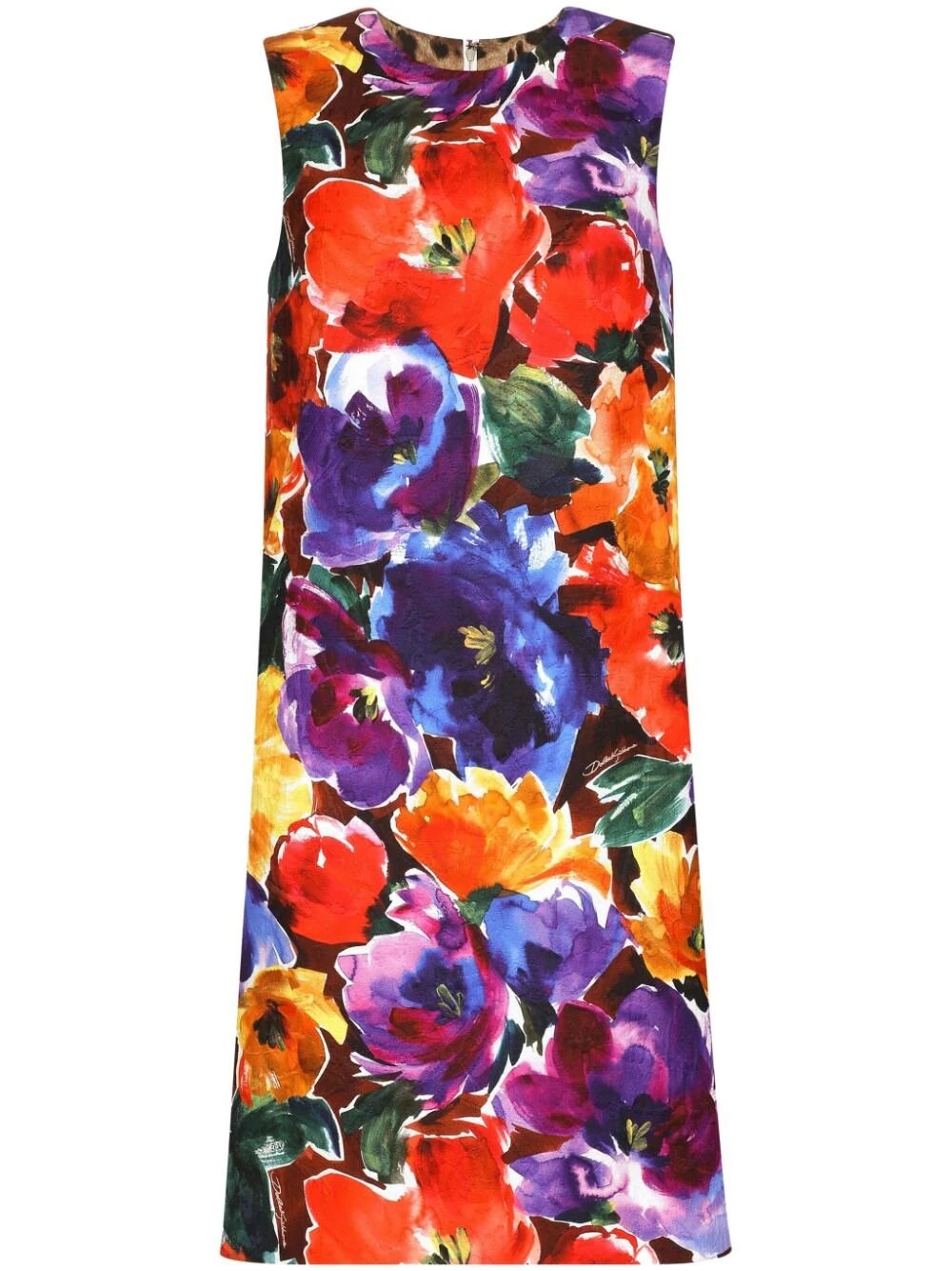 Dolce & Gabbana Abstract Floral Shift Dress In Multi