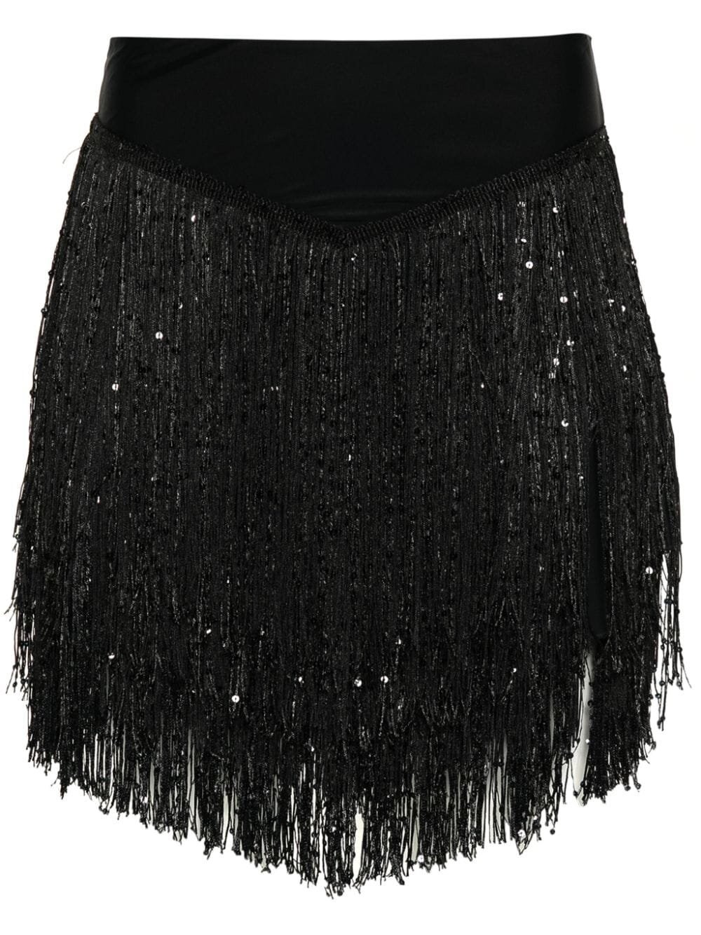 Shop Rotate Birger Christensen Fringe Skirt In Black  