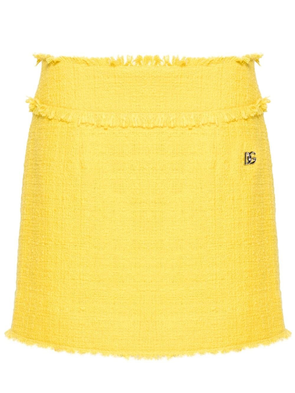 Shop Dolce & Gabbana Tweed Skirt In Yellow