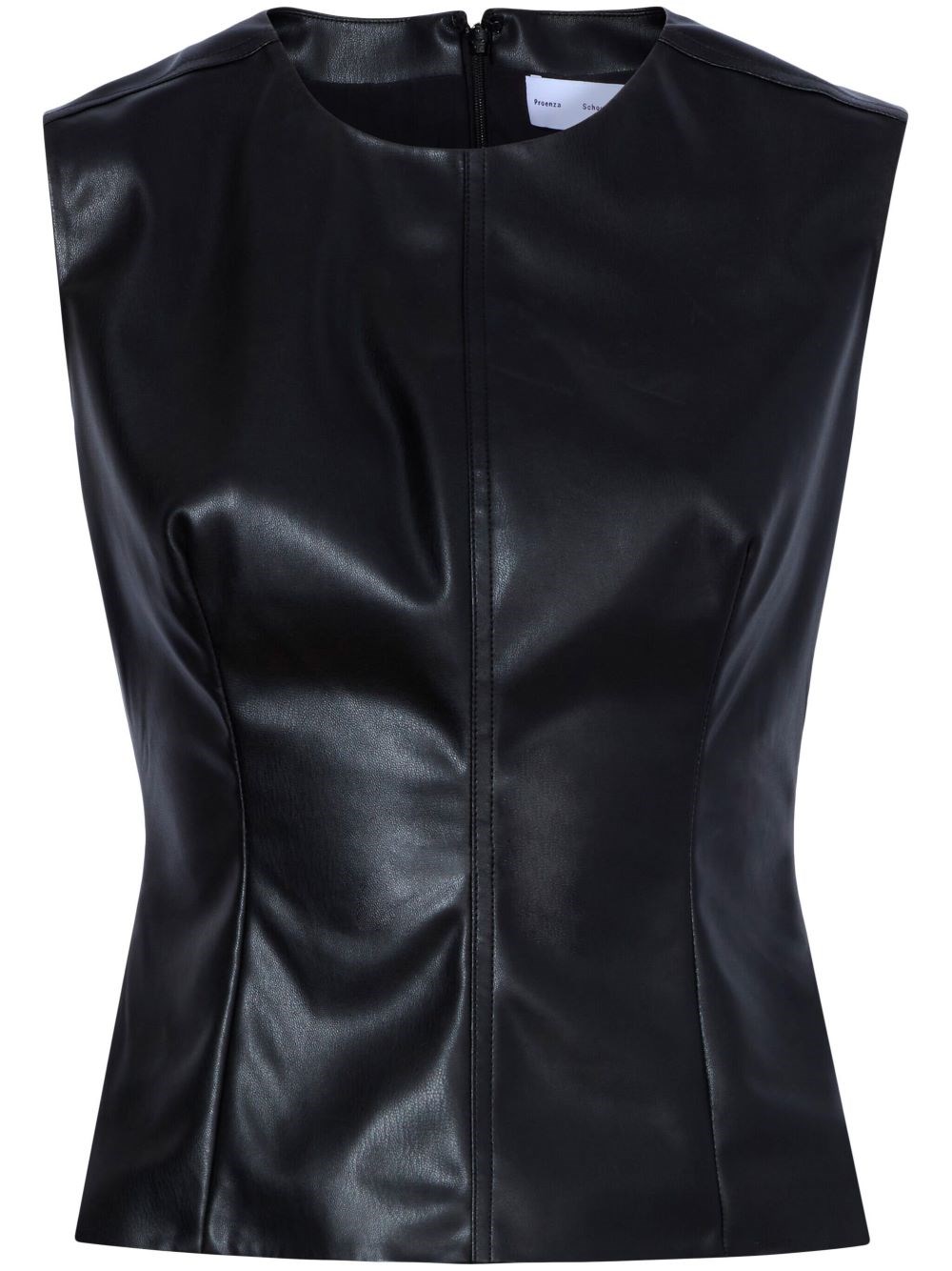 Proenza Schouler White Label Logan Faux Leather Peplum Top In Black  