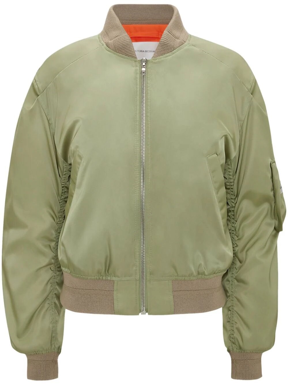 Shop Victoria Beckham Cropped Bomber Jacket In Green