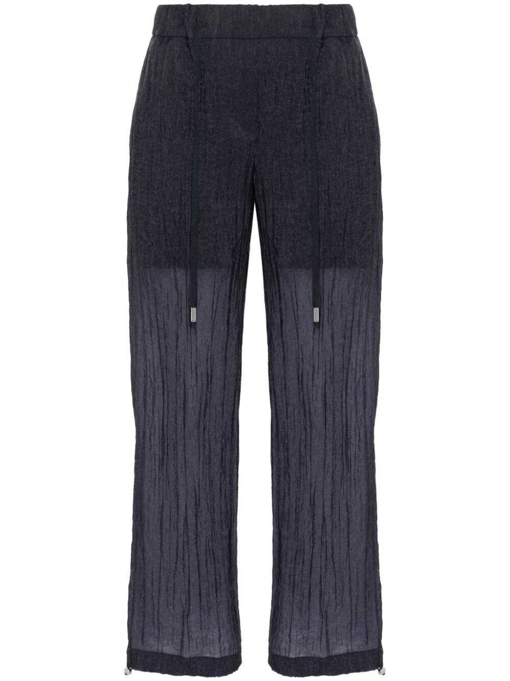 Peserico Seersucker Straight Trousers In Blue