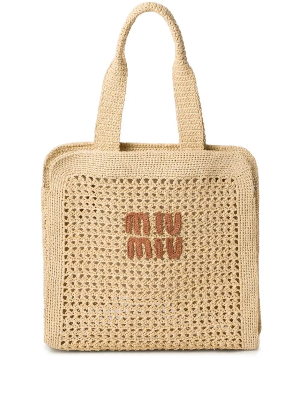Shop Miu Miu Crochet Shopping Bag In White