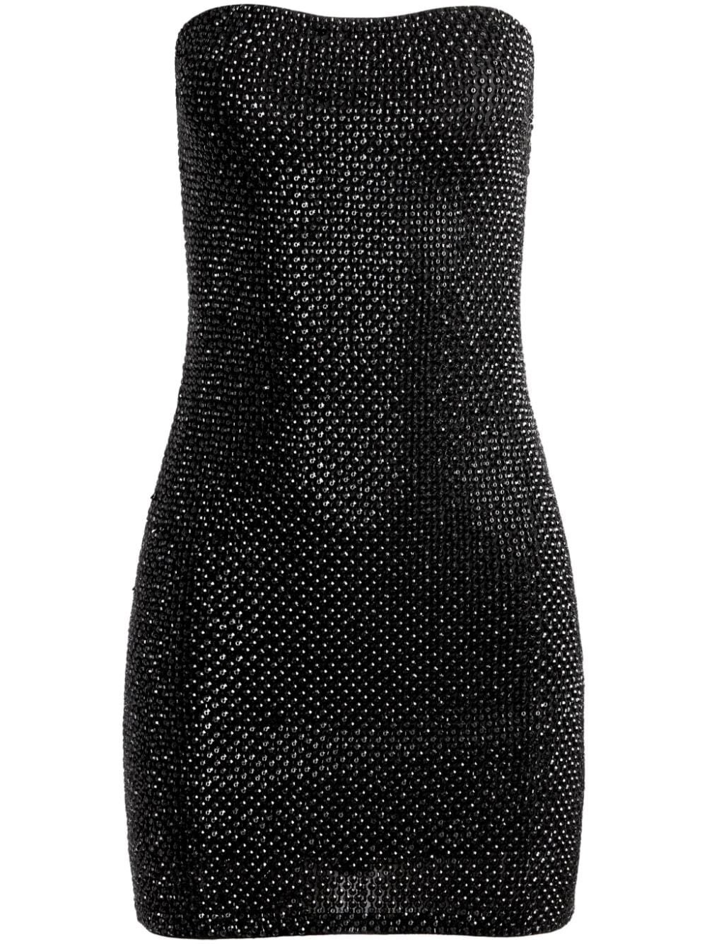Shop Alice And Olivia Leia Strapless Embellished Mini Dress In Black  