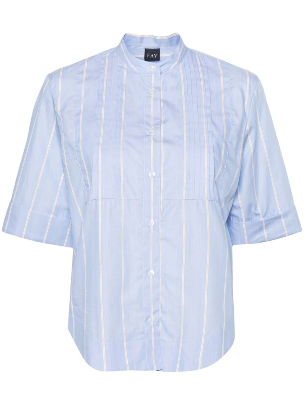 Shop Fay Mandarin Collar Shirt In Light Blue