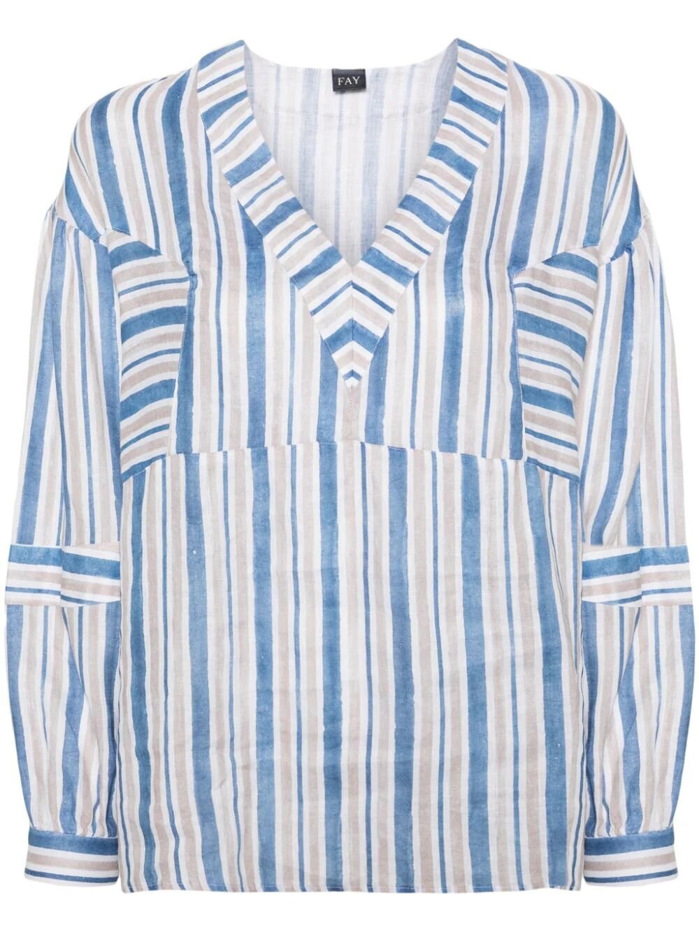 Fay Striped Linen Shirt In White