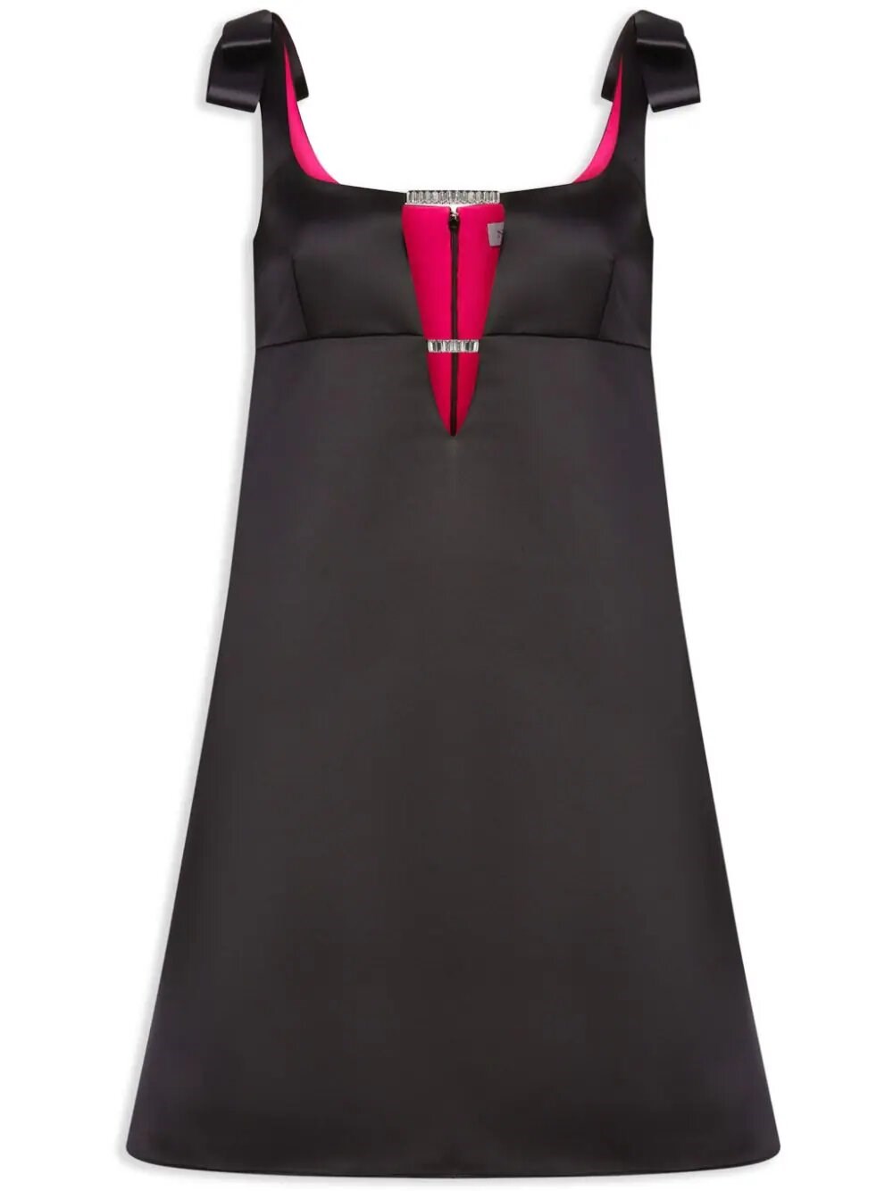 Shop Nina Ricci Satin Mini A-line Dress In Black  