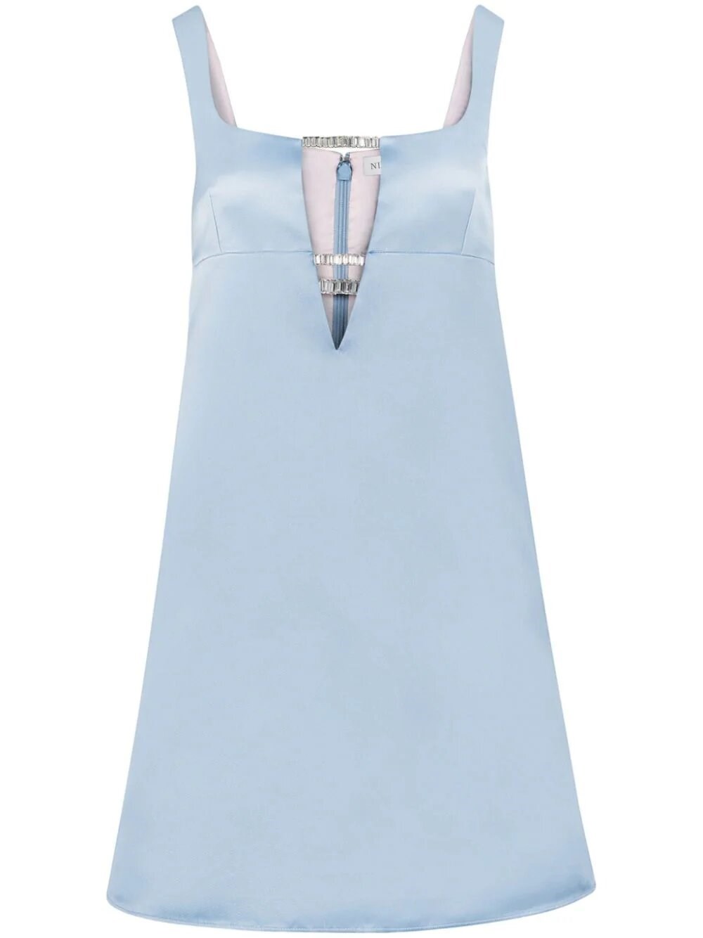 Shop Nina Ricci Satin Mini A-line Dress In Light Blue