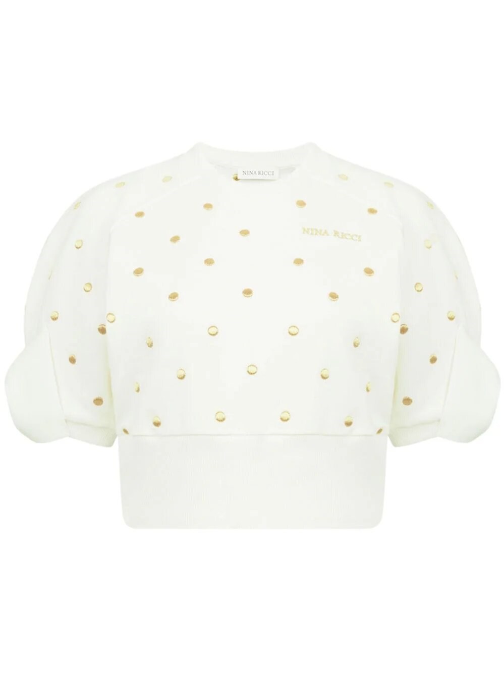 Shop Nina Ricci Cropped Polka Dot Top In White