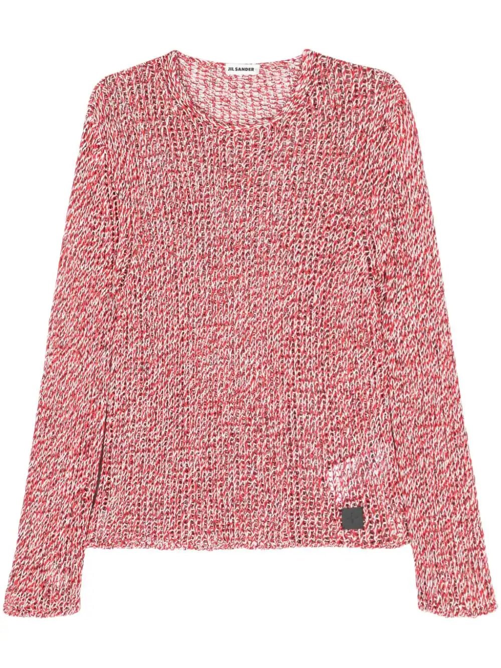 Shop Jil Sander Mouline Open Knit Sweater In Red