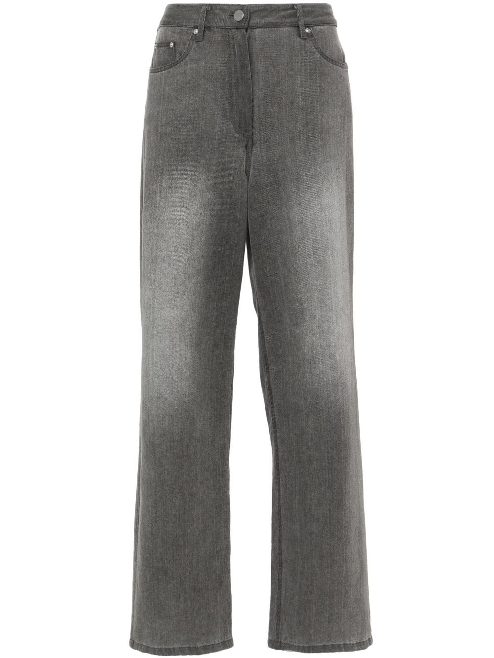 Shop Remain Drapy Denim Trousers In Gray