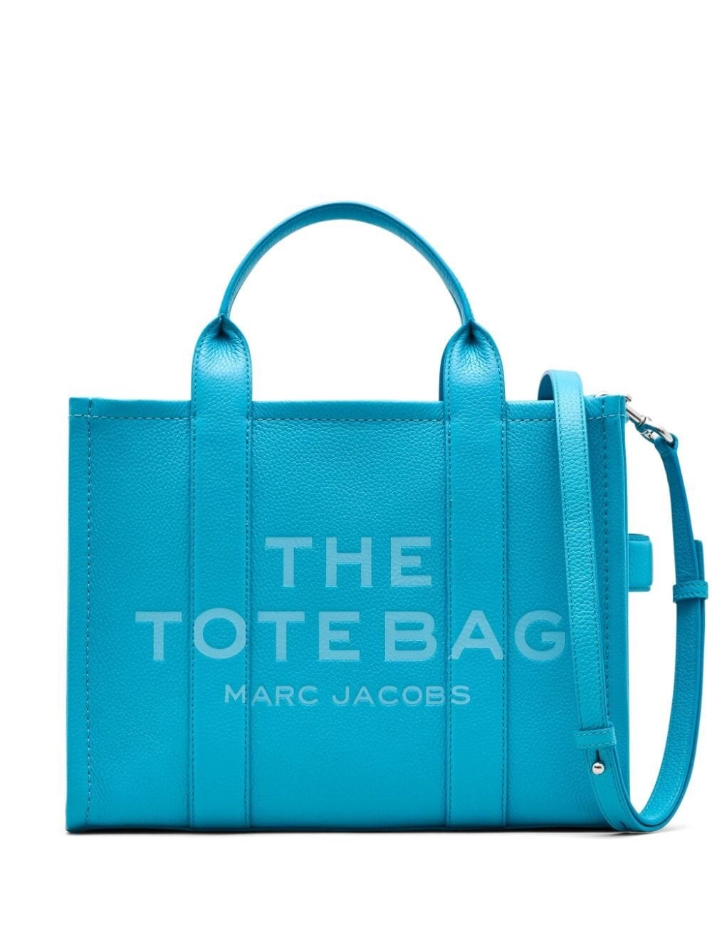 Shop Marc Jacobs The Leather Medium Tote In Light Blue