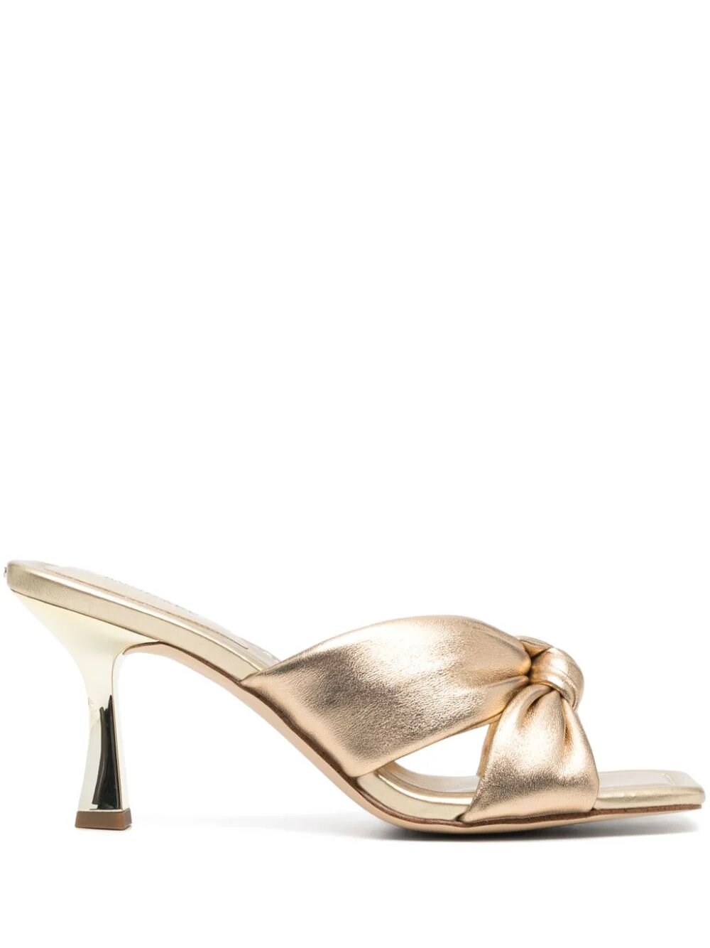 Shop Michael Kors Elena Heeled Sandal In Gold
