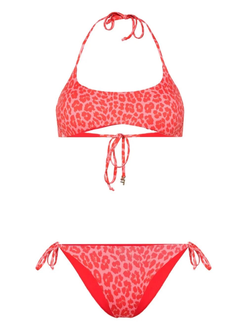 Fisico Leopard-print Halterneck Bikini In Pink