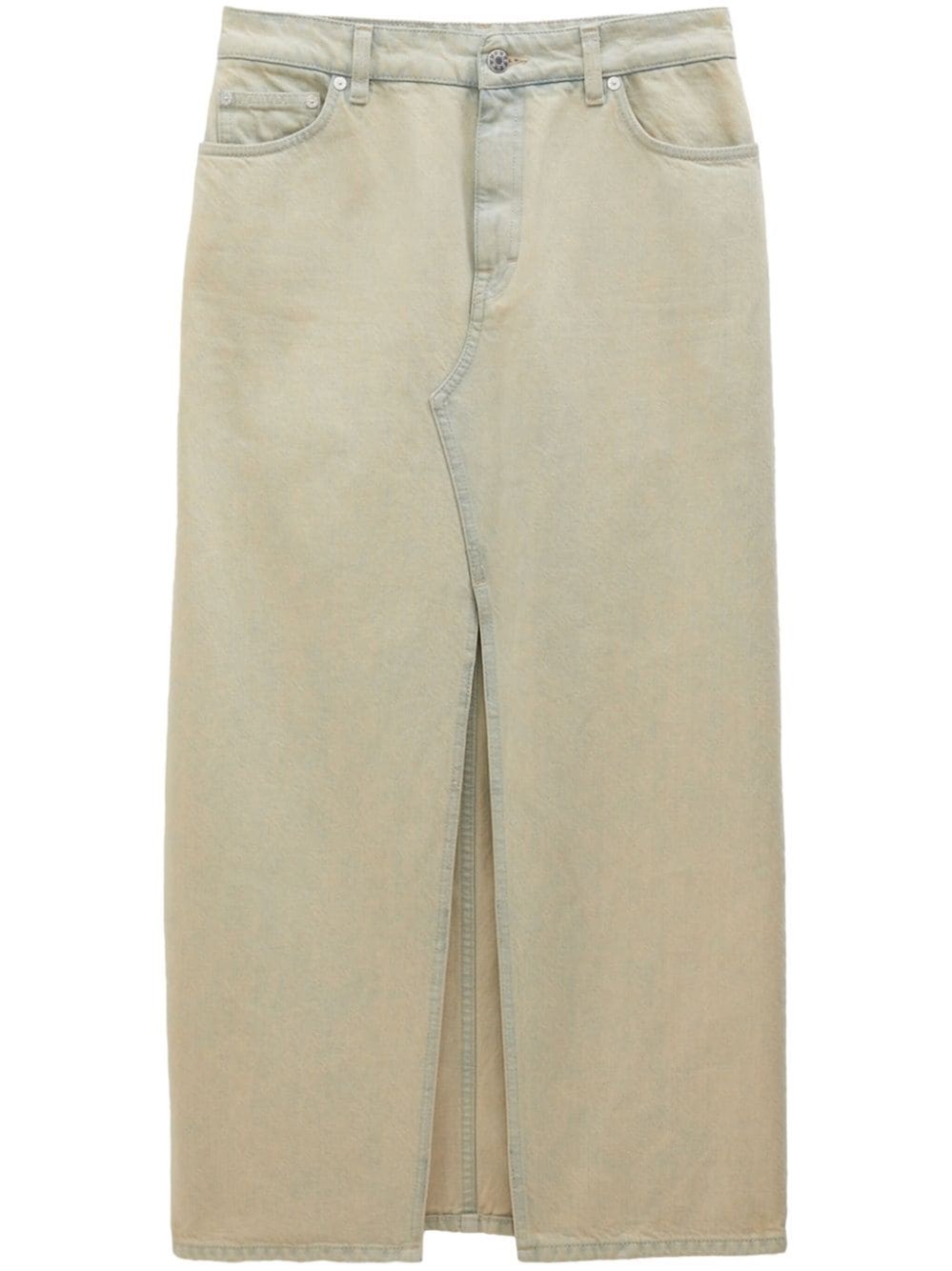 Filippa K Front-slit Denim Midi Skirt In Beige