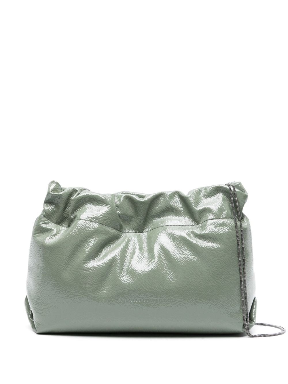 Brunello Cucinelli Logo-debossed Leather Shoulder Bag In Green