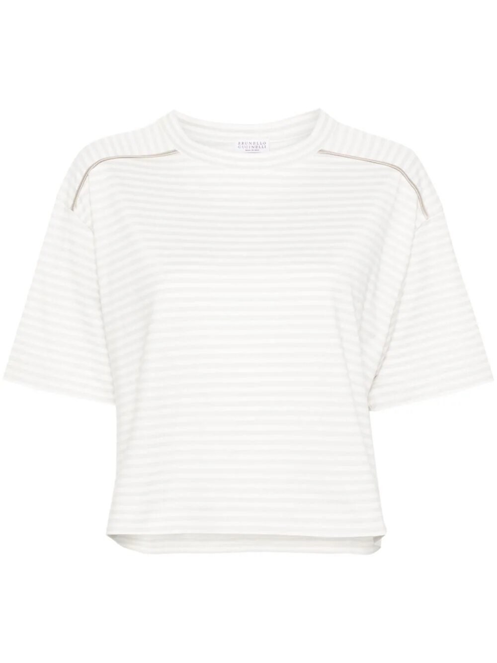 Brunello Cucinelli Striped Cotton T-shirt In White