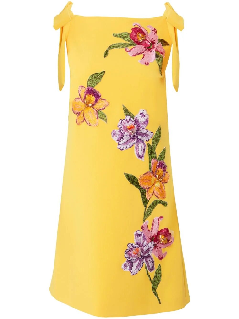 Shop Carolina Herrera Embellished Shift Dress In Yellow