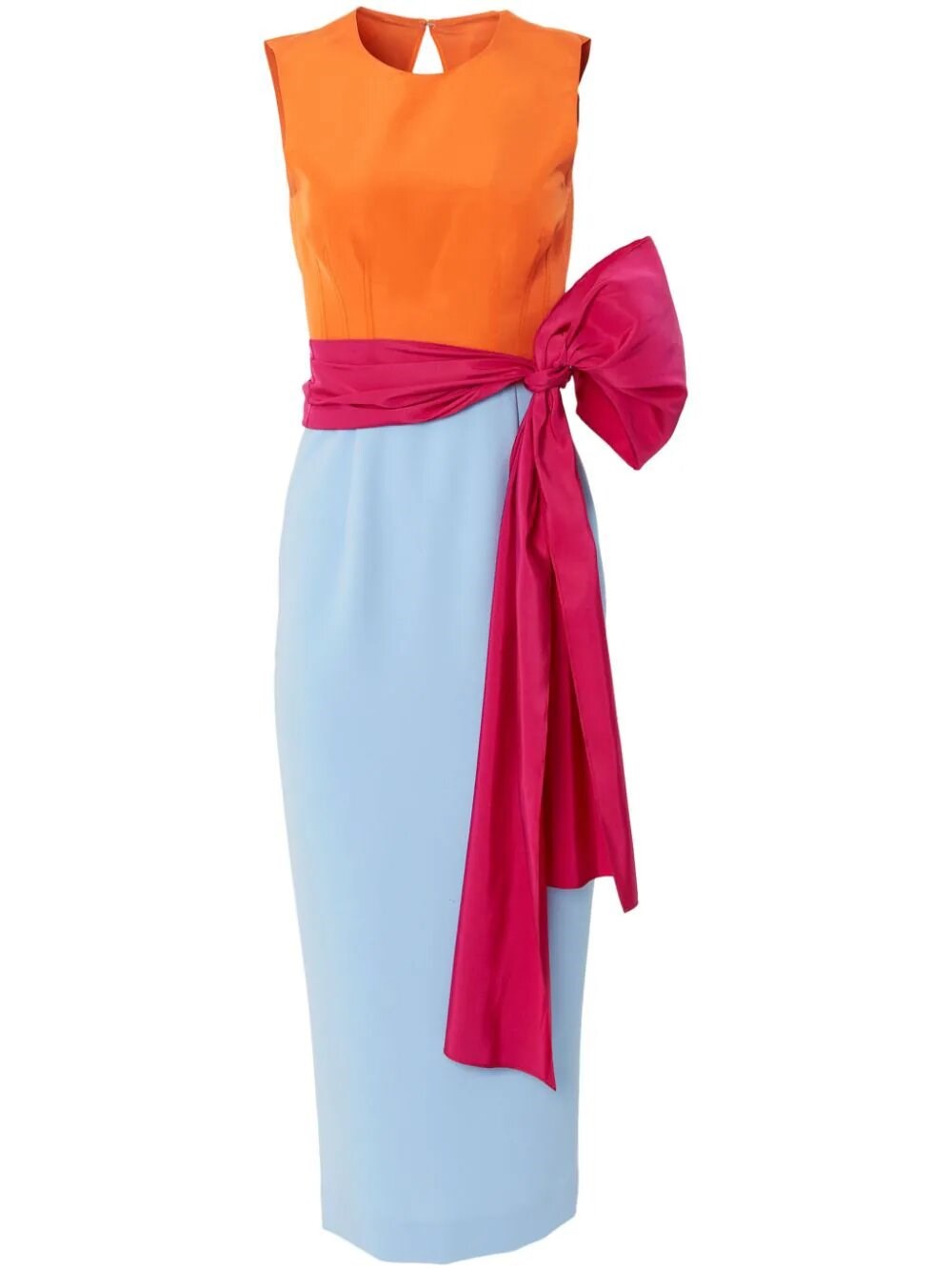 Shop Carolina Herrera Color Block Dress In Light Blue